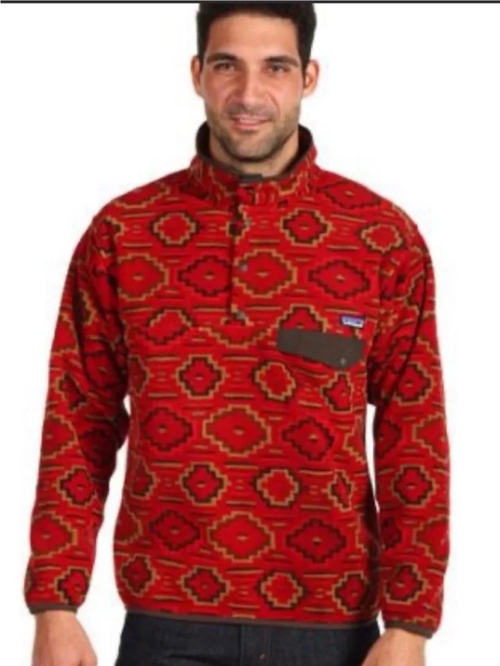 Patagonia Red Geometric Synchilla Pullover